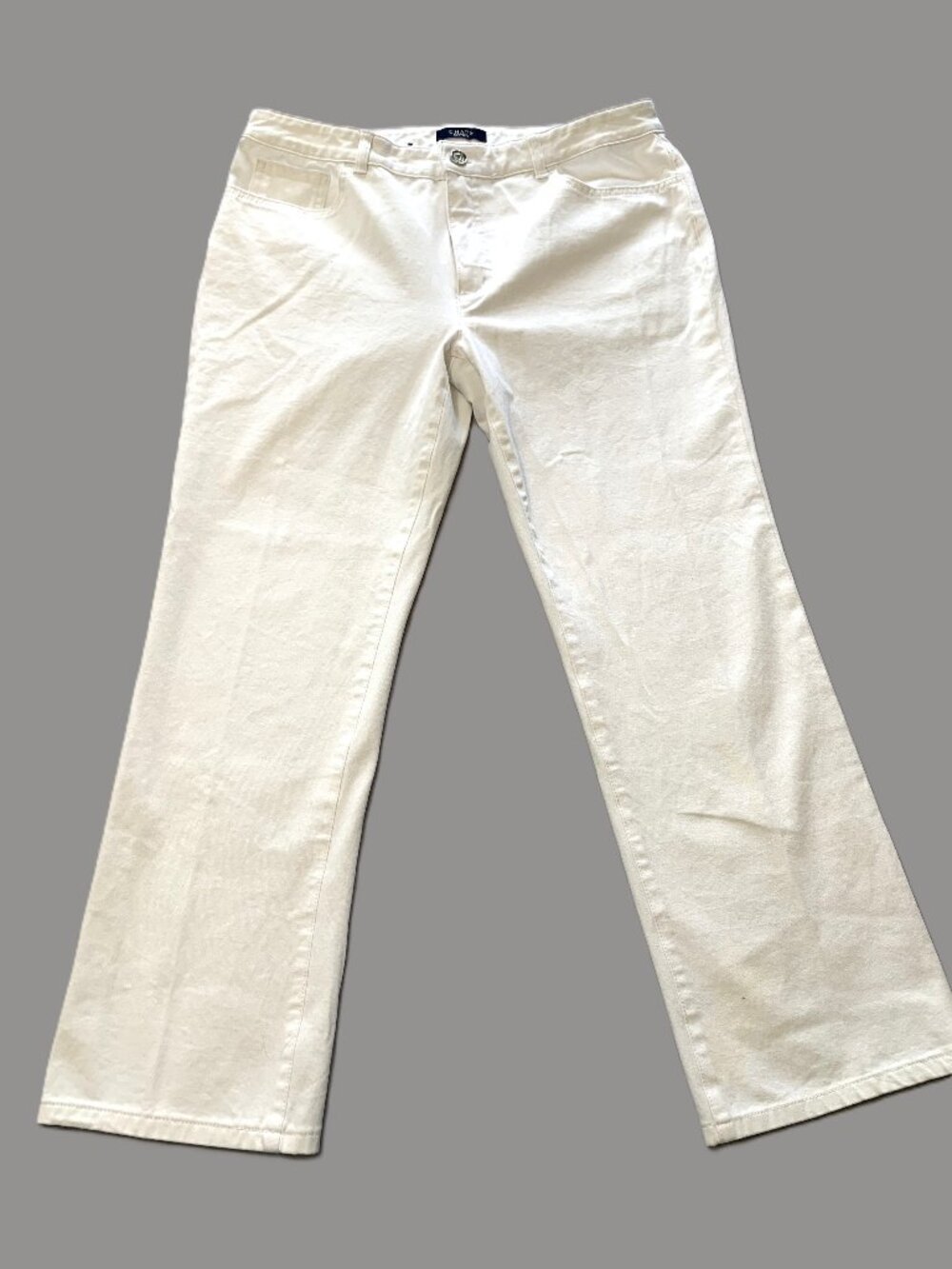 Chaps Women White Jeans Straight Leg Stretchy Size 12